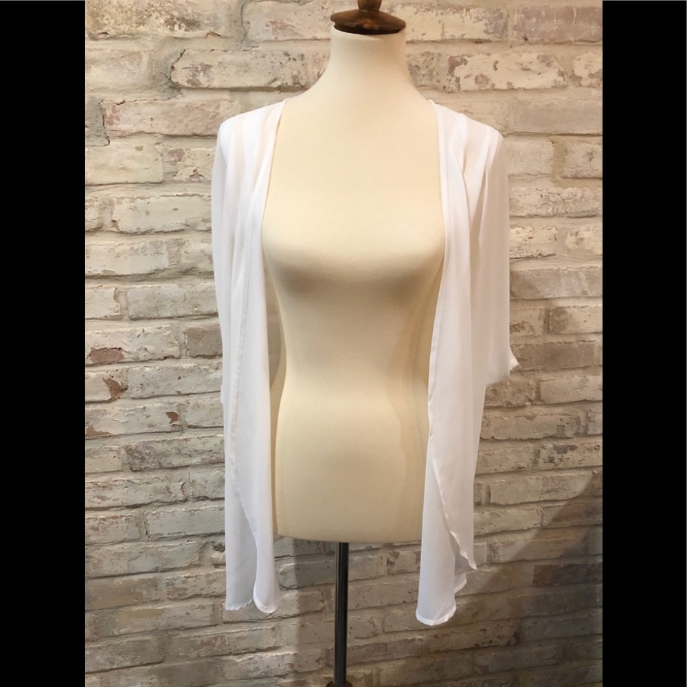 Sheer, flowy, lightweight shrug/coverlet
